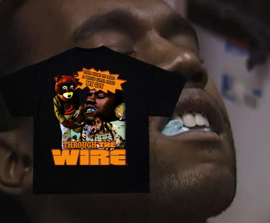 Whole Lotta Percs Through The Wire Tee. (Black) Front and Back design